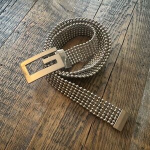 Vintage Guess Y2K 90s Bling Silver Beaded Chain Belt "G" Buckle 41” Long